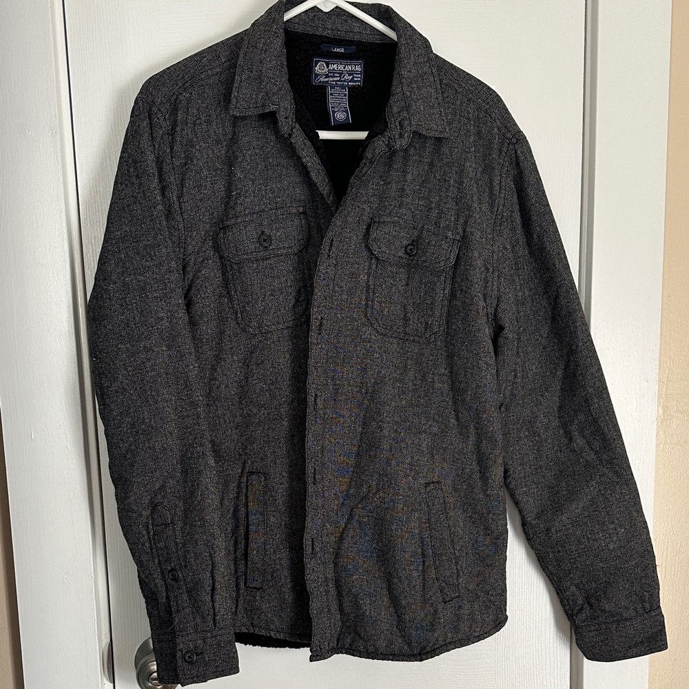 American Rag Charcoal Gray Shacket fleece lined size L